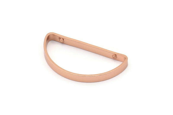 Gül Altın Yarım Ay - 2 Delikli 4 Gül Altın Kaplamalı Pirinç Yarım Daire Konnektör (15x30x3x0,80 mm) BS 1743 Q0565