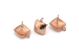 Gül Altın Küpe Ucu, 1 Döngülü 2 Gül Altın Kaplamalı Pirinç Kare Küpe Ucu (15x16mm) E290 Q0580