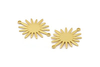 Gold Sunny Connector, 4 Gold Plated Brass Sunny Connectors With 2 Loops (26.5x22x0.9mm) E039 Q0654