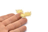 Gold Sunny Connector, 4 Gold Plated Brass Sunny Connectors With 2 Loops (26.5x22x0.9mm) E039 Q0654