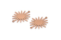 Gül Altın Sunny Konnektör, 2 Döngülü 4 Gül Altın Kaplamalı Pirinç Sunny Konnektör (26,5x22x0,9 mm) E039 Q0654