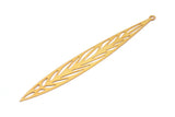 Gold Earring Charm, 4 Gold Plated Brass Leaf Motif Earring Charms With 1 Loop, Pendants, Findings (85x10mm) E476 Q0726
