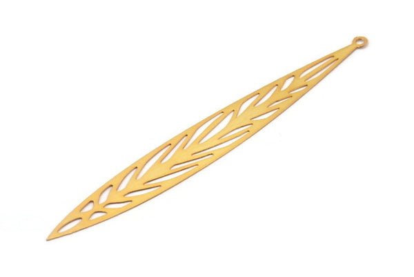Gold Earring Charm, 4 Gold Plated Brass Leaf Motif Earring Charms With 1 Loop, Pendants, Findings (85x10mm) E476 Q0726