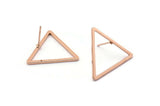 Rose Gold Triangle Earring, 4 Rose Gold Plated Brass Triangle Stud Earrings (23mm) D0110 A1125 Q0670