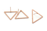 Rose Gold Triangle Earring, 4 Rose Gold Plated Brass Triangle Stud Earrings (23mm) D0110 A1125 Q0670