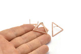 Rose Gold Triangle Earring, 4 Rose Gold Plated Brass Triangle Stud Earrings (23mm) D0110 A1125 Q0670
