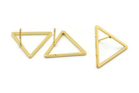 Gold Triangle Earring, 4 Gold Plated Brass Triangle Stud Earrings (23mm) D0110 A1125 Q0670