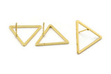 Gold Triangle Earring, 4 Gold Plated Brass Triangle Stud Earrings (23mm) D0110 A1125 Q0670