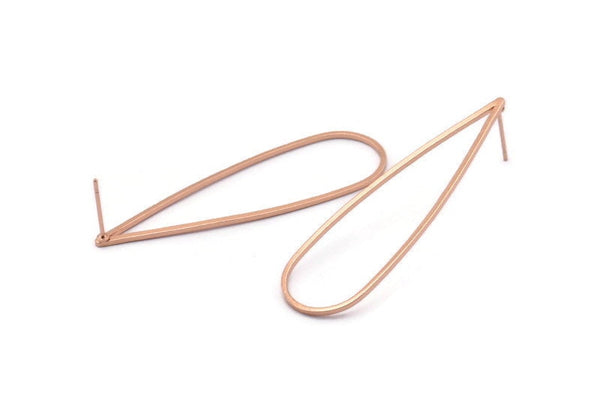 Rose Gold Drop Earring, 4 Rose Gold Plated Brass Drop Stud Earrings (52x15x1mm) D1282 A1249 Q0718