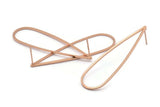 Rose Gold Drop Earring, 4 Rose Gold Plated Brass Drop Stud Earrings (52x15x1mm) D1282 A1249 Q0718