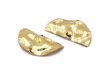 Gold Wavy Disc, 2 Gold Plated Brass Wavy Disc Charms With 1 Hole, Earrings, Pendants, Findings (29x15x0.60mm) D0725 Q0750