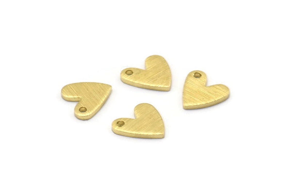 Brass Heart Charm, 50 Textured Raw Brass Heart Charms With 1 Hole (8x1mm) M02170