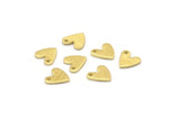 Brass Heart Charm, 50 Textured Raw Brass Heart Charms With 1 Hole (8x1mm) M02170