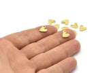 Brass Heart Charm, 50 Textured Raw Brass Heart Charms With 1 Hole (8x1mm) M02170