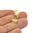Brass Sun Earring, 12 Raw Brass Sun Stud Earrings With 1 Loop (17x15x0.80mm) M01307 A2392