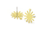 Brass Sun Earring, 12 Textured Raw Brass Sun Stud Earrings With 1 Loop (17x15x0.80mm) M01301 A2393