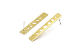Brass Rectangle Earring, 8 Raw Brass Moon Phases Stud Earrings (40x6x0.80mm) M01492 A2385