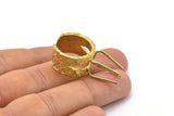 Claw Ring Settings - 1 Raw Brass 4 Claw Ring Blanks For Natural Stones E656
