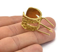 Claw Ring Settings - 1 Raw Brass 4 Claw Ring Blanks For Natural Stones E657