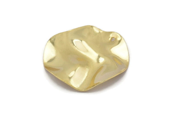 Gold Wavy Disc, 4 Gold Plated Brass Wavy Discs With 1 Hole, Earrings, findings (25x0.60mm) D0774 Q0773
