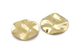 Gold Wavy Disc, 4 Gold Plated Brass Wavy Discs With 1 Hole, Earrings, findings (25x0.60mm) D0774 Q0773