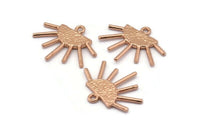 Sun Ethnic Pendant, 4 Rose Gold Plated Brass Sun Ethnic Pendants With 1 Loop, Findings, Charms (21x17x1.50mm) E479 Q0775