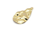 Gold Drop Charm, 4 Gold Plated Brass Wavy Drop Charms With 1 Loop, Earrings, Findings (31x17x0.60mm) D0671 Q0743