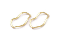 Altın Oval Konnektör, Deliksiz 6 Altın Kaplamalı Pirinç Dalgalı Oval Konnektör, Bulgular (35x19x0,80 mm) D0780 Q0754