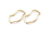 Altın Oval Konnektör, Deliksiz 6 Altın Kaplamalı Pirinç Dalgalı Oval Konnektör, Bulgular (35x19x0,80 mm) D0780 Q0754