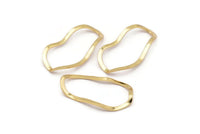 Altın Oval Konnektör, Deliksiz 6 Altın Kaplamalı Pirinç Dalgalı Oval Konnektör, Bulgular (35x19x0,80 mm) D0780 Q0754