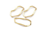 Altın Oval Konnektör, Deliksiz 6 Altın Kaplamalı Pirinç Dalgalı Oval Konnektör, Bulgular (35x19x0,80 mm) D0780 Q0754
