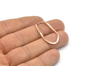 Gül Altın Oval Konnektör, Deliksiz 6 Gül Altın Kaplamalı Pirinç Dalgalı Oval Konnektör, Bulgular (35x19x0,80 mm) D0780 Q0754