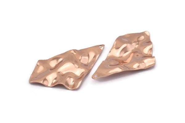 Rose Gold Diamond Charm, 2 Rose Gold Plated Brass Diamond Charms With 1 Hole, Earrings, Findings (37x23x0.60mm) D0713 Q0749