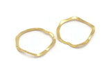 Gold Circle Charm, 6 Gold Plated Brass Wavy Circle Charms Without Hole, Earrings, Findings (29x28x0.60mm) D0718 Q0752