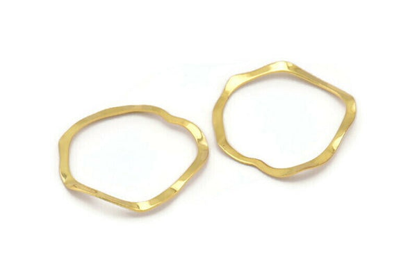 Gold Circle Charm, 6 Gold Plated Brass Wavy Circle Charms Without Hole, Earrings, Findings (29x28x0.60mm) D0718 Q0752