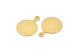 Gold Round Tag, 4 Gold Plated Brass Round Stamping Blanks With 1 Loop, Earrings, Pendants, Findings (22x16x1mm) D0662 Q0756
