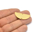 Gold Half Moon, 2 Gold Plated Brass Textured Semi Circle Blanks With 2 Holes, Charms, Earrings, Pendants (36x18x0.60mm) D0665 Q0761
