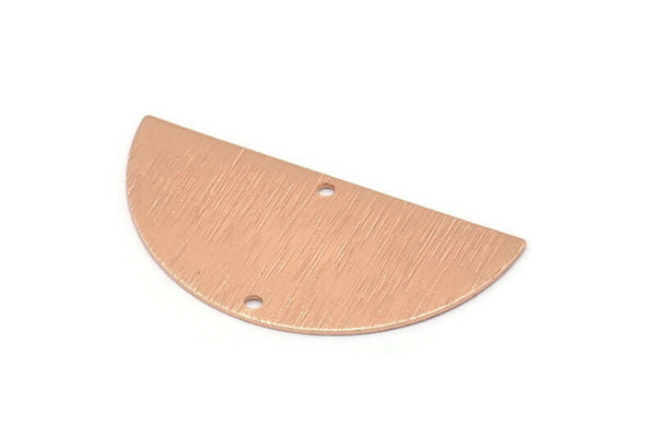 Rose Gold Half Moon, 2 Rose Gold Plated Brass Textured Semi Circle Blanks With 2 Holes, Charms, Earrings (36x18x0.60mm) D0665 Q0761