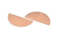 Rose Gold Half Moon, 2 Rose Gold Plated Brass Textured Semi Circle Blanks With 2 Holes, Charms, Earrings (36x18x0.60mm) D0665 Q0761
