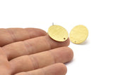 Brass Round Earring, 6 Textured Raw Brass Round Stud Earrings With 1 Hole (20x0.70mm) M01360 A2363