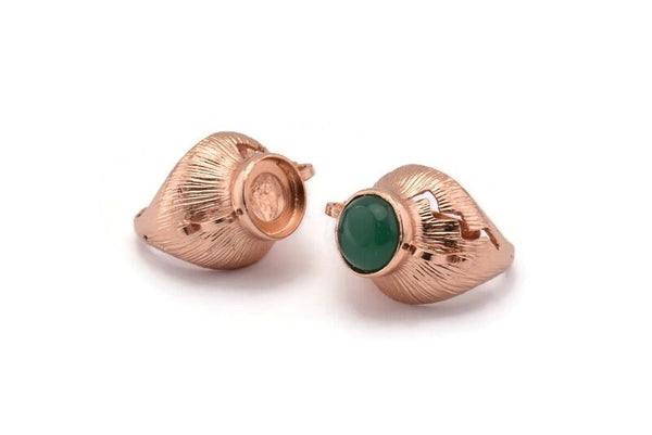 Etnik Gül Altın Yüzük - Gül Altın Kaplama Pirinç Etnik Sürahi Ayarlanabilir Yüzük Ayarı, Ped Boyutu (12 mm) E388 Q0547