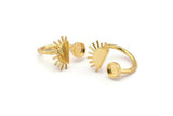 Gold Ring Settings, Gold Plated  Brass Moon And Planet Ring With 1 Stone Setting - Pad Size 6mm R054 Q0605