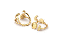 Gold Ring Settings, Gold Plated  Brass Moon And Planet Ring With 1 Stone Setting - Pad Size 8mm R051 Q0606