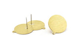 Brass Round Earring, 6 Textured Raw Brass Round Stud Earrings With 1 Loop (23x20x0.70mm) M01370 A2362