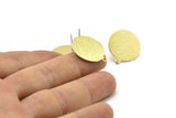 Brass Round Earring, 6 Textured Raw Brass Round Stud Earrings With 1 Loop (23x20x0.70mm) M01370 A2362