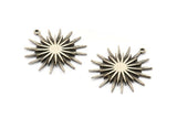 Silver Sun Charm, 2 Antique Silver Plated Brass, Brass Sun, Charm Pendant, Brass Pendant, Brass Charm With 1 Loop (32x30mm) N1518 H0876