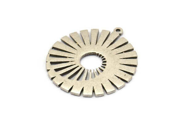 Silver Charm, 1 Antique Silver Plated Brass Charm Pendant - Silver Pendant With 1 Loop - Finding (32x29x1.2mm) N1492