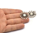 Silver Sun Charm, 2 Antique Silver Plated Brass Sun Charms With 1 Loop, Findings (30x28x2mm) N1530 H1591