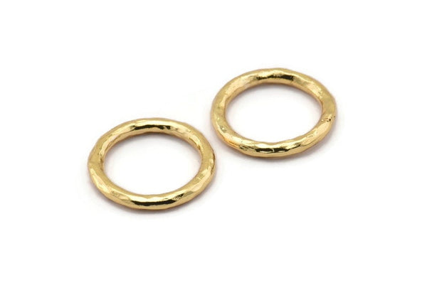 Gold Ring, Hammered Gold Plated Brass Ring, Connectors (24x3mm) N1502