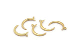Gold Moon Charm, 6 Gold Plated Brass Crescent Moon With 1 Loop, Earrings (22x2x1.5mm) N1491